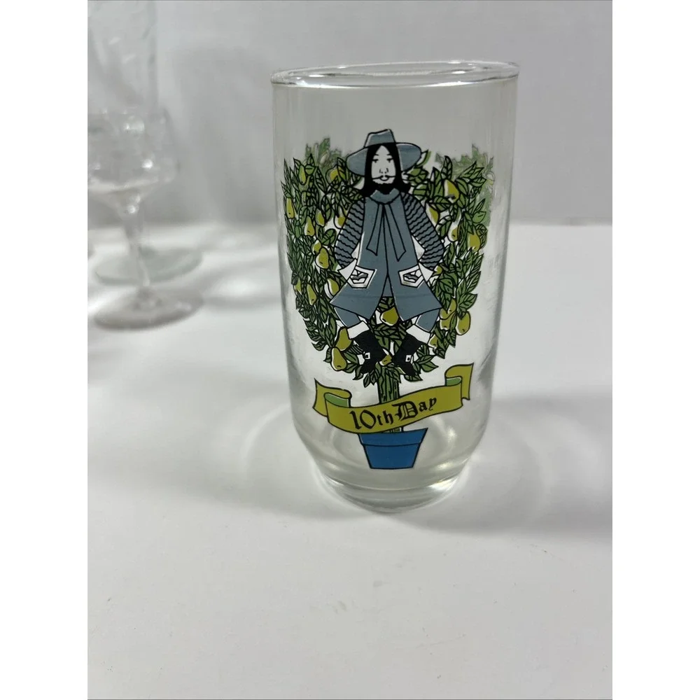 Vintage 12 Days Of Christmas 10th Day Water Glass‎